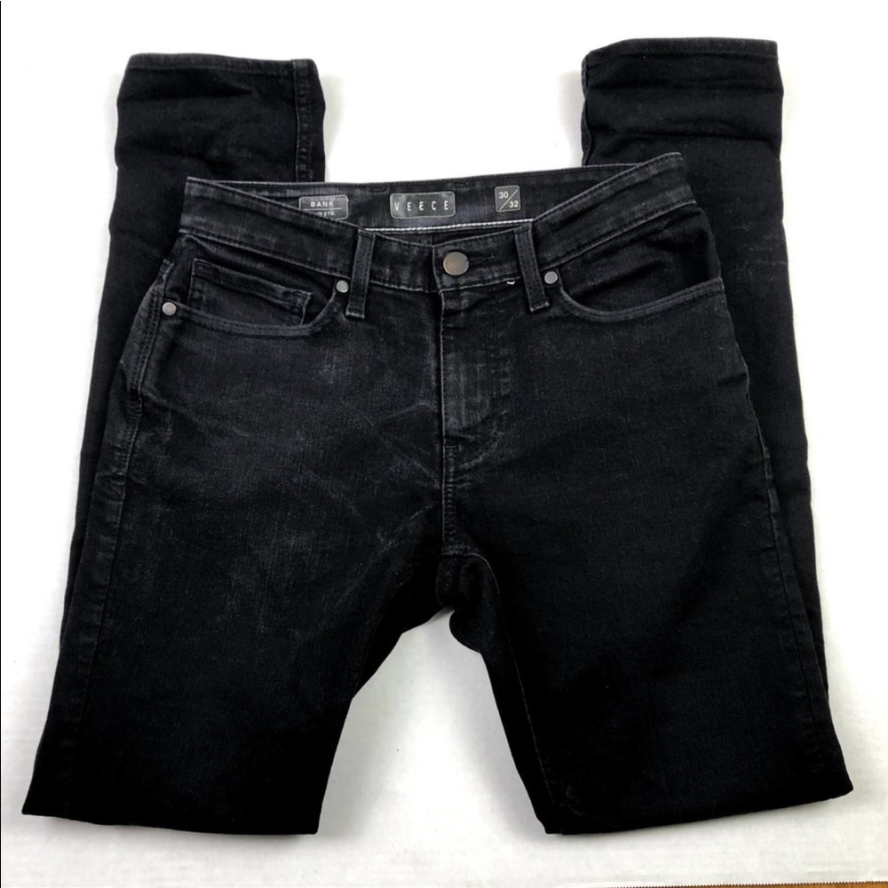 VEECE by Buckle Bank Slimster Black Straight Leg Stretch Denim Jeans Size 30/32